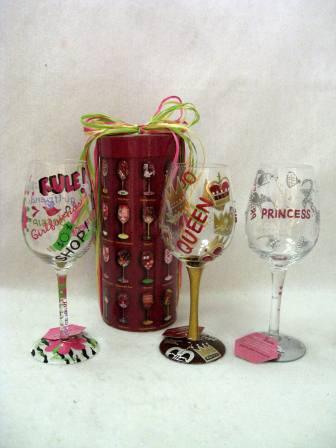 Sensational Lolita Wine Glasses--Girlfriends Rule, Queen & Princess ($25)